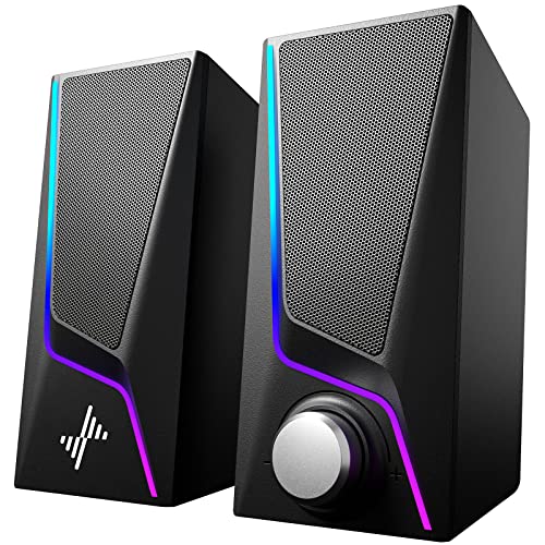 2-Pack Nylavee Computer Speakers w/ 6 Lighting Modes USB Powered Sk400 - Black