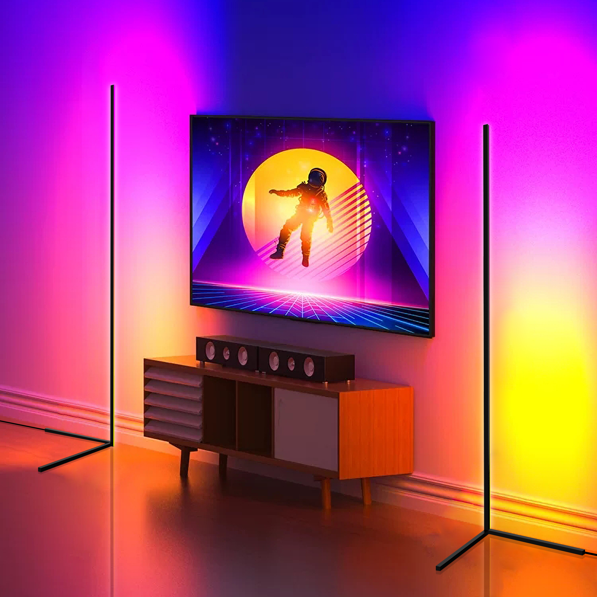 2-Pack: RGB Corner LED Floor Lamp