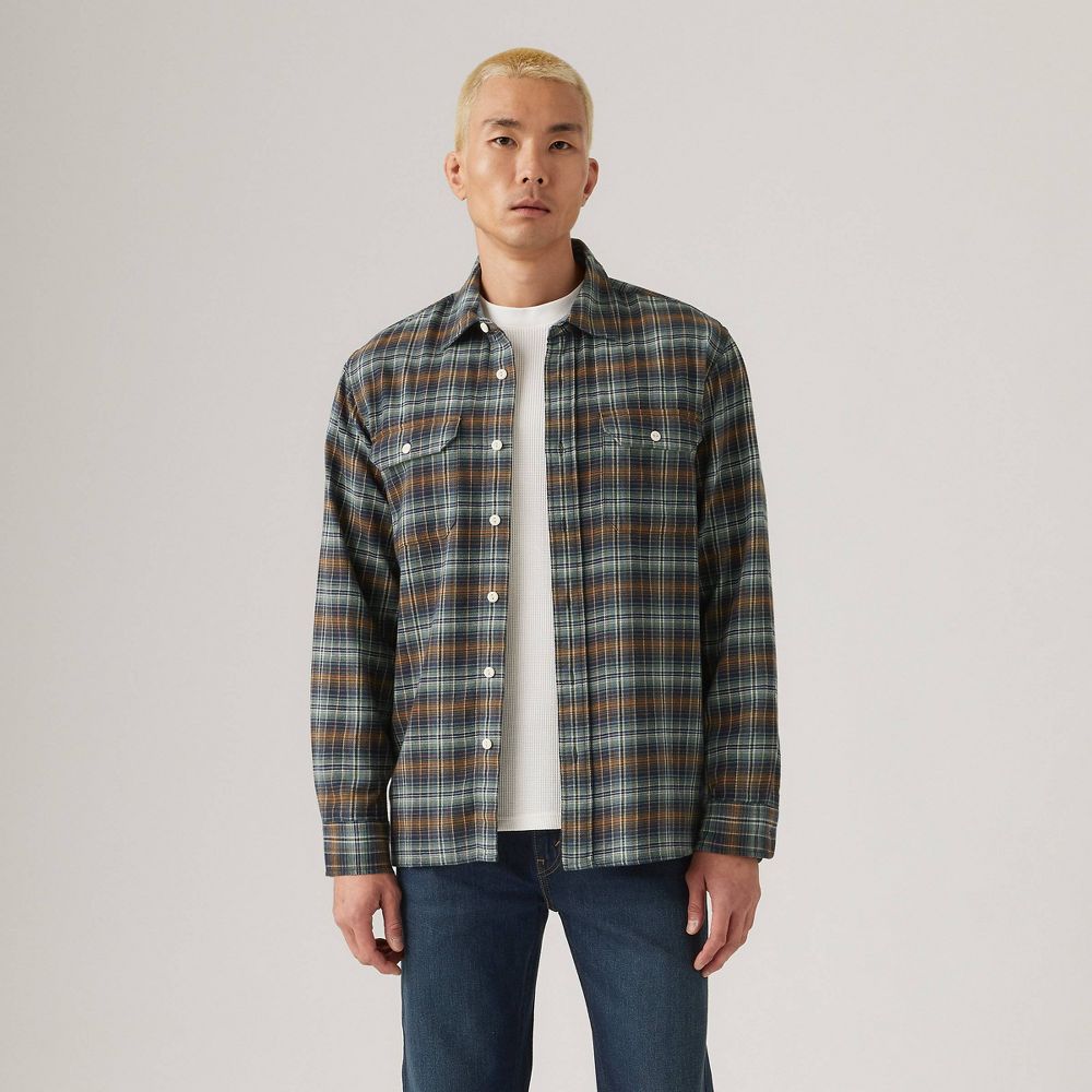Levi's Men's Worker Standard Fit Long Sleeve Button-Down Shirt - Navy Plaid