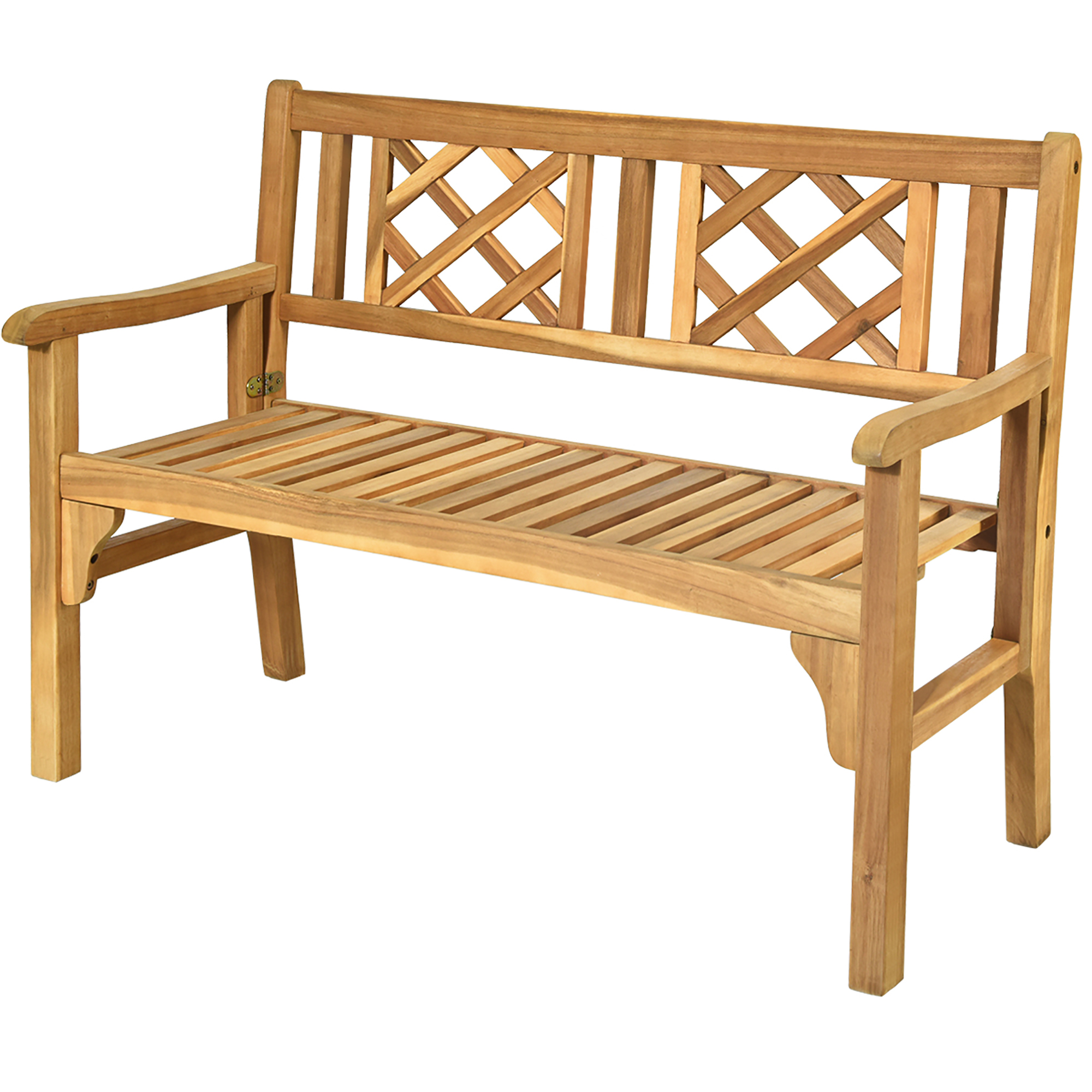 Costway Patio Outdoor Solid Wood Bench Folding Loveseat Chair Park Garden D