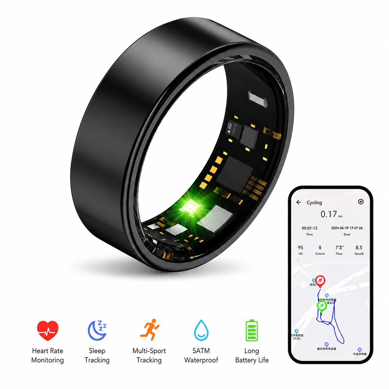 Smart Ring AI Fitness & Sleep Tracker – Waterproof Activity Monitor for iOS & Android