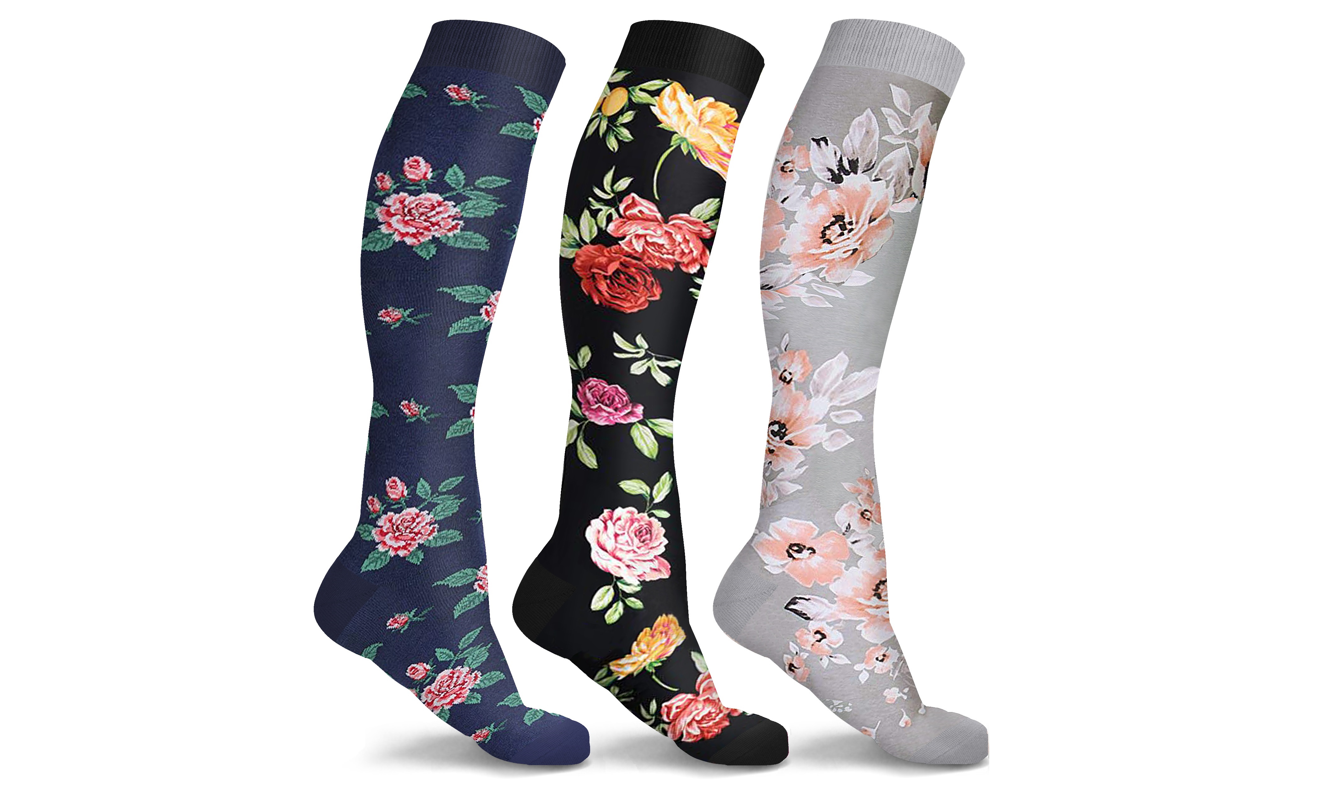 DCF Floral Compression Socks (3-Pairs or 6-Pairs)