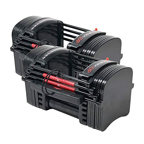 2-Pack Powerblock Exp Adjustable Dumbbells, Stage 1, 5-50 Lb, 503-00186-02 - Black/red
