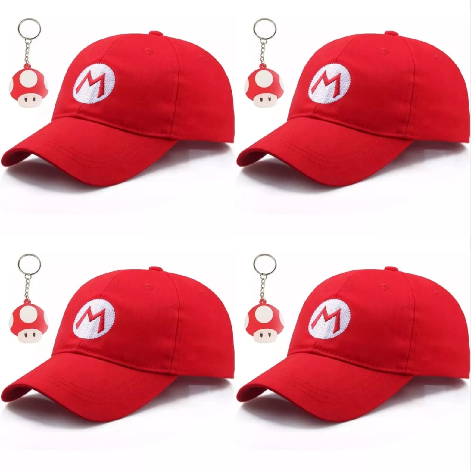 4-Pack Mario Unisex Hat Cap Cool Hat With Keychain Gift