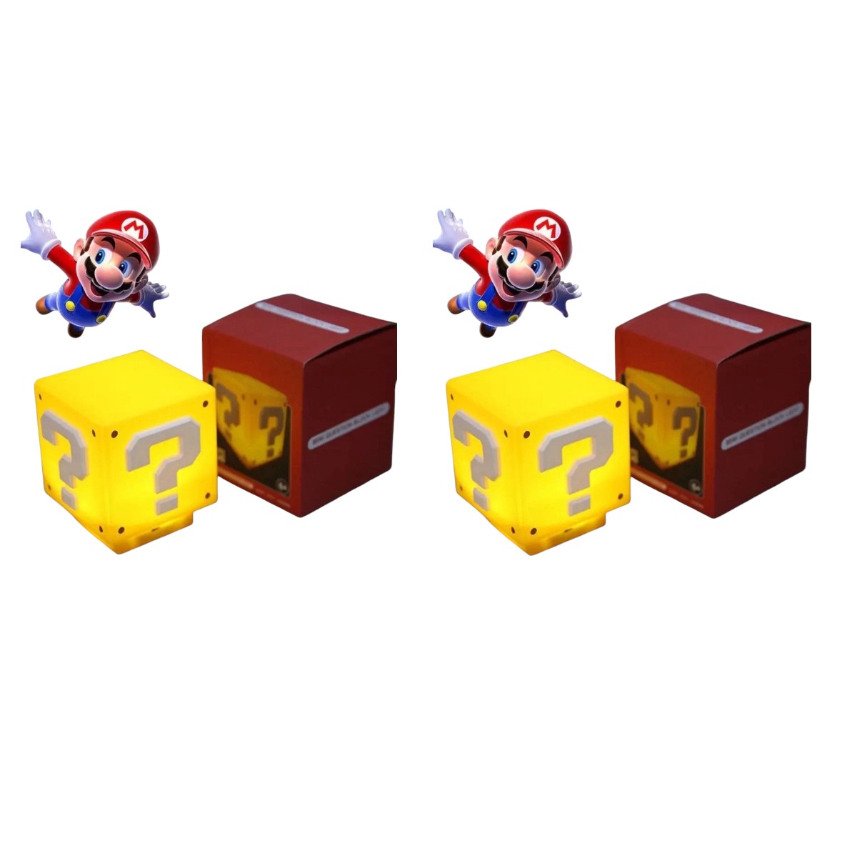 2 Pack Super Mario Bros Mini Question Block Night Light with Rechargeable LED