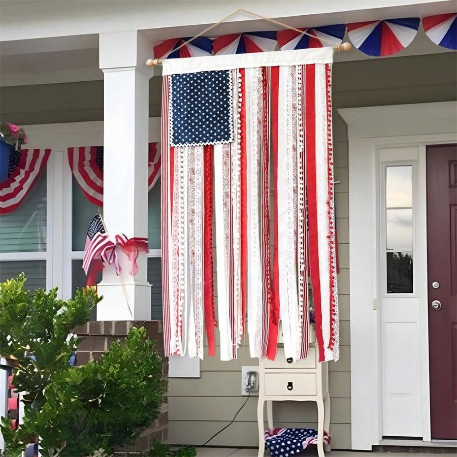 4th of July Decorations - Memorial Day Decor - 4 x 2.3 Ft Rag
