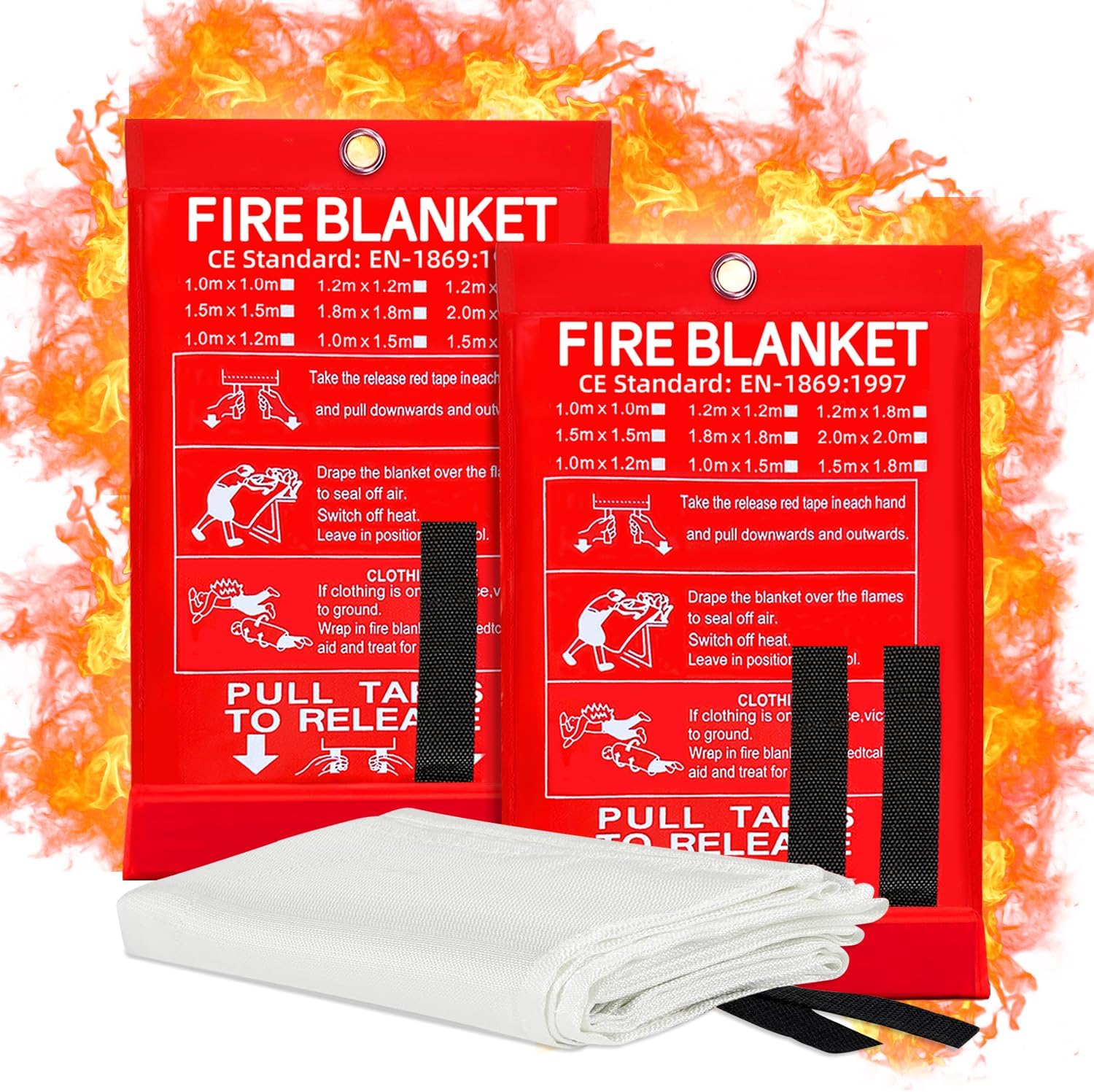 2 Pack Emergency Fiberglass 40" x 40" Fire Blanket