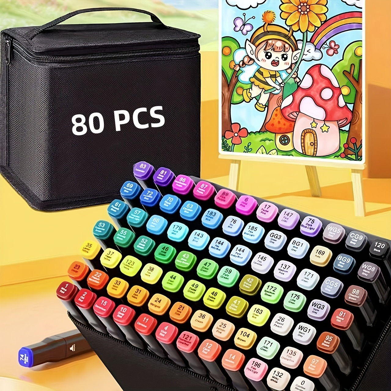 80 Color Dual Tip Art Markers for Kids & Adults, Drawing & Painting Pens with Case