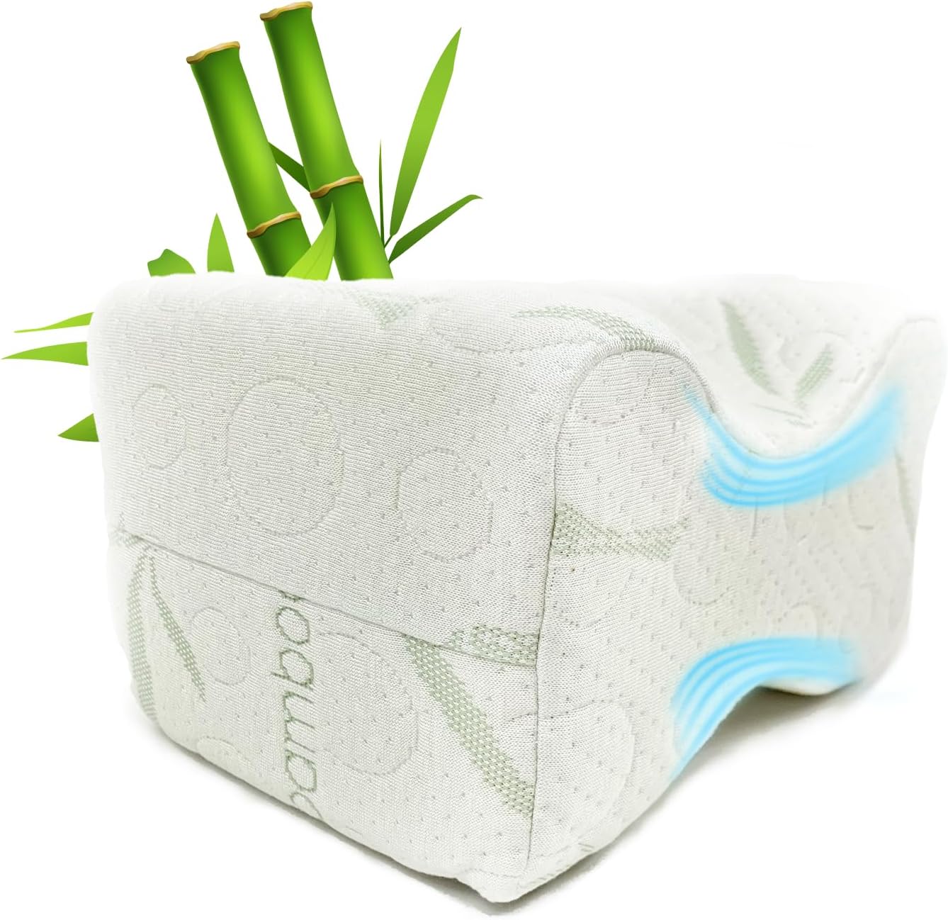 Memory Foam Knee Pillow for Side Sleepers with Bamboo Cover
