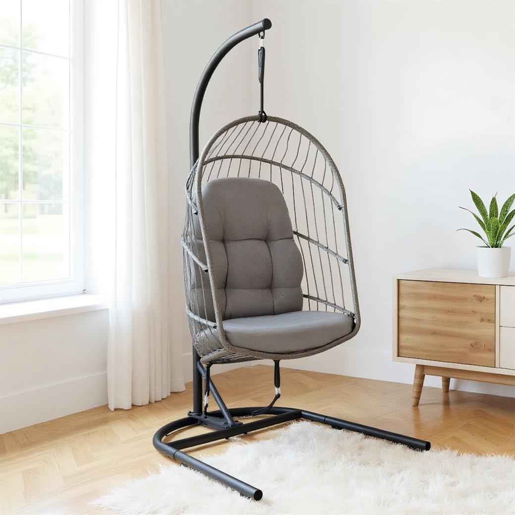 Hanging Wicker Egg Chair with Stand