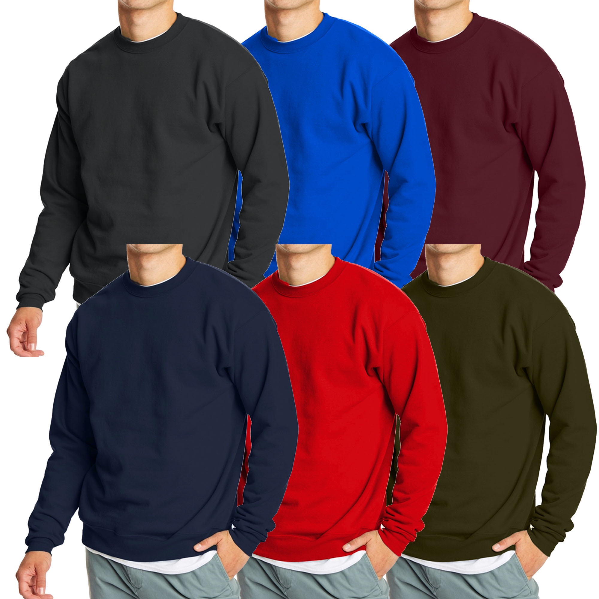 Men's Crew Neck Fleece-Lined Pullover Sweatshirt (S-2XL)