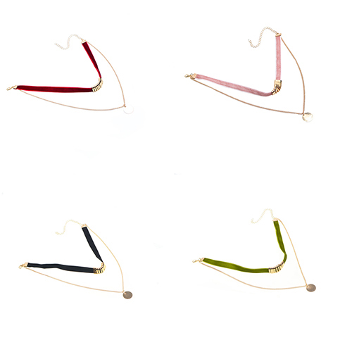 DoubleLayered Circle Pendant Choker Necklace BelleChic