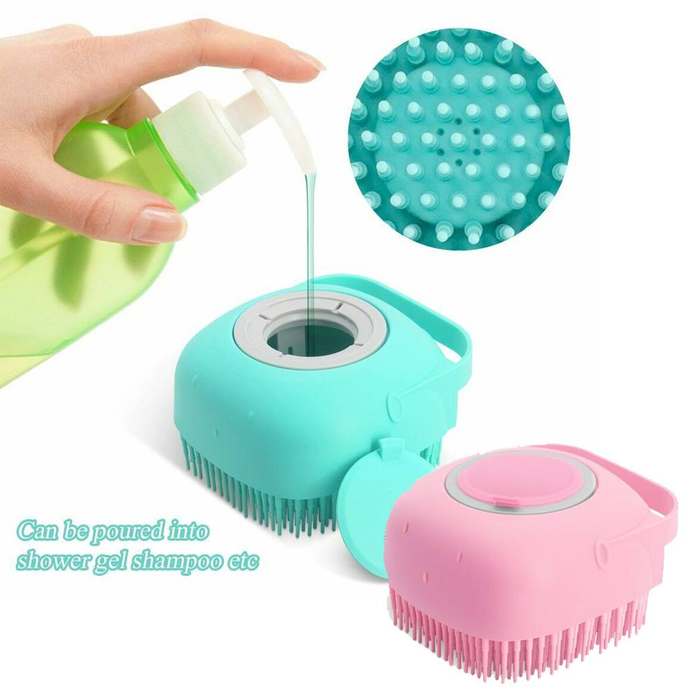 Silicone Bath Body Brush Shower Scrubber With Dispenser Soft Massager - 2 Colors