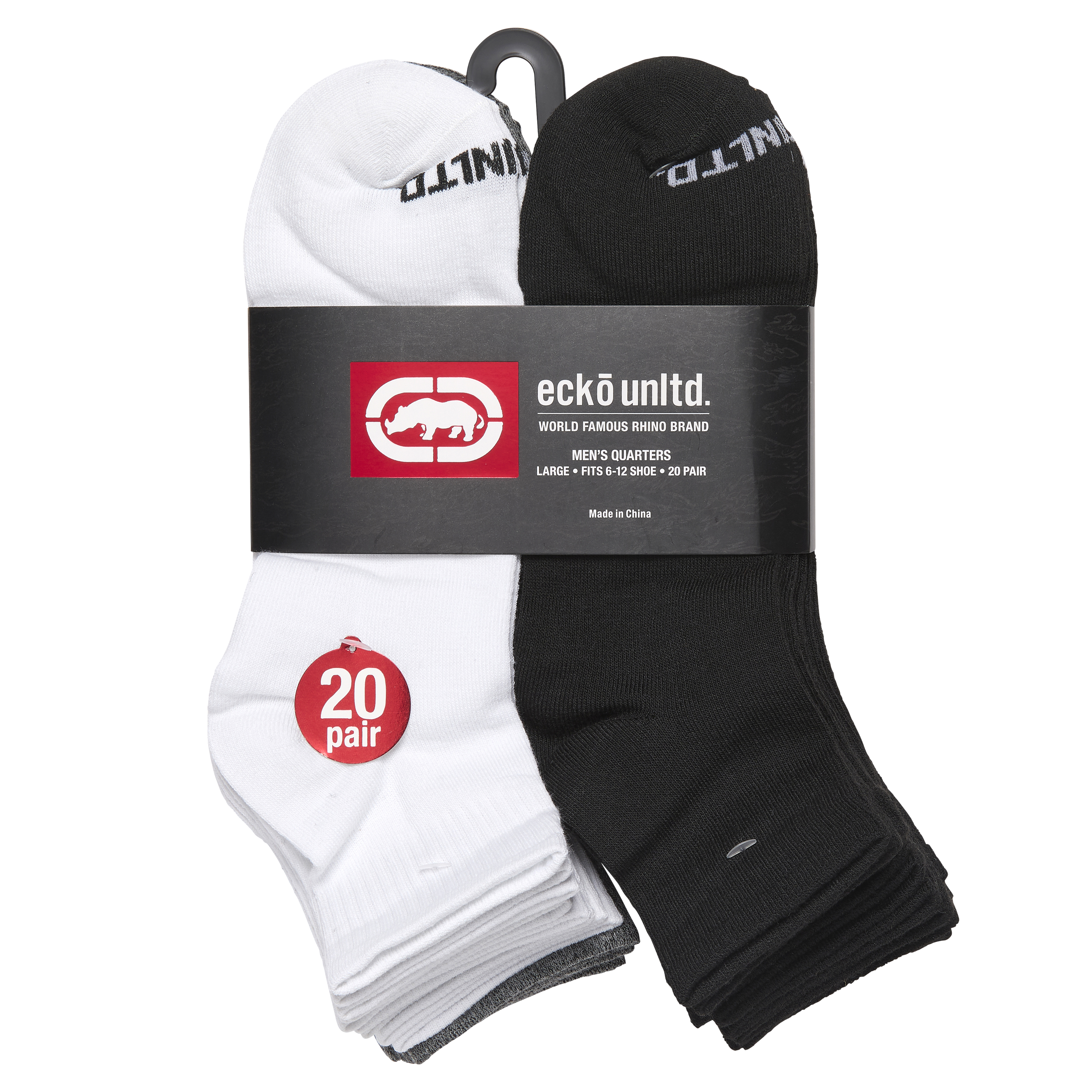 Ecko Unltd. Men's Quarter Athletic Socks 20-Pairs