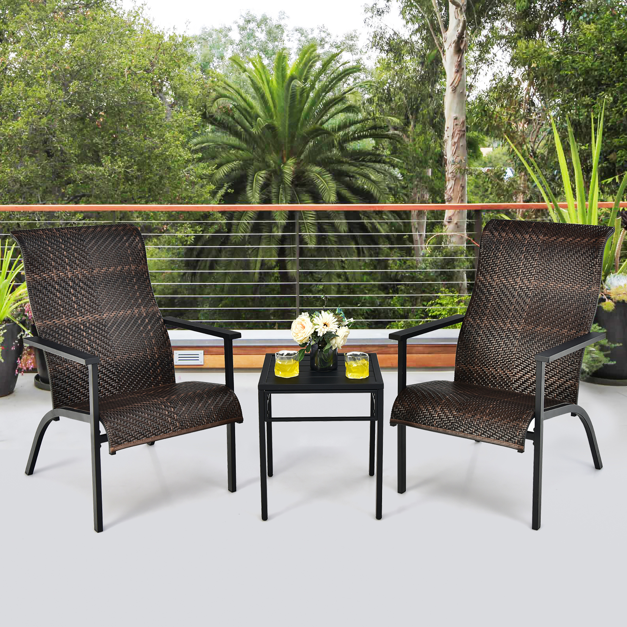 Costway 3-Piece Patio Rattan Bistro Set