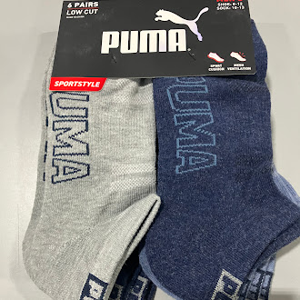PUMA 6 PAIRS OF LOW CUT MEN'S SHOE SOCK SIZE 10-13 - GRAY/DARK BLUE/LIGHT BLUE - New