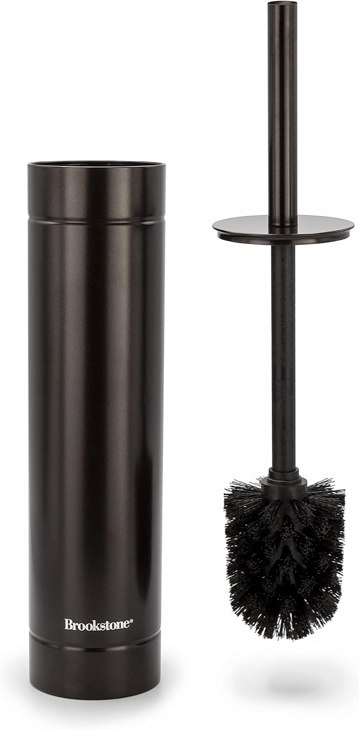 Brookstone Toilet Brush and Holder with Splash Protective Disk, Leakproof