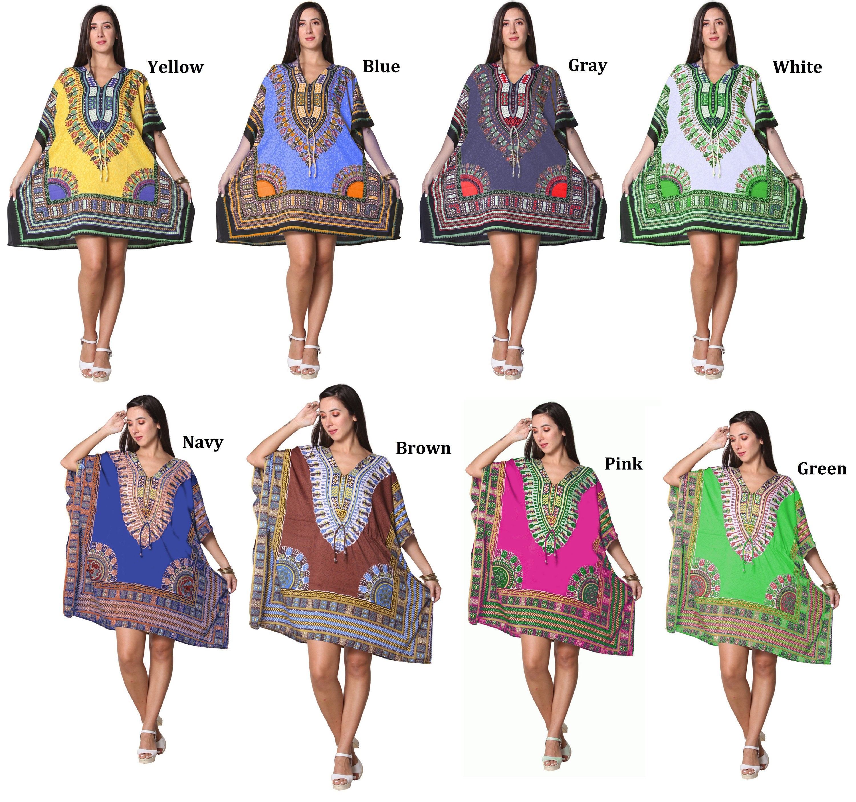 Short Kaftan Kimono Resort Wear, Beach, Pool cover up dress