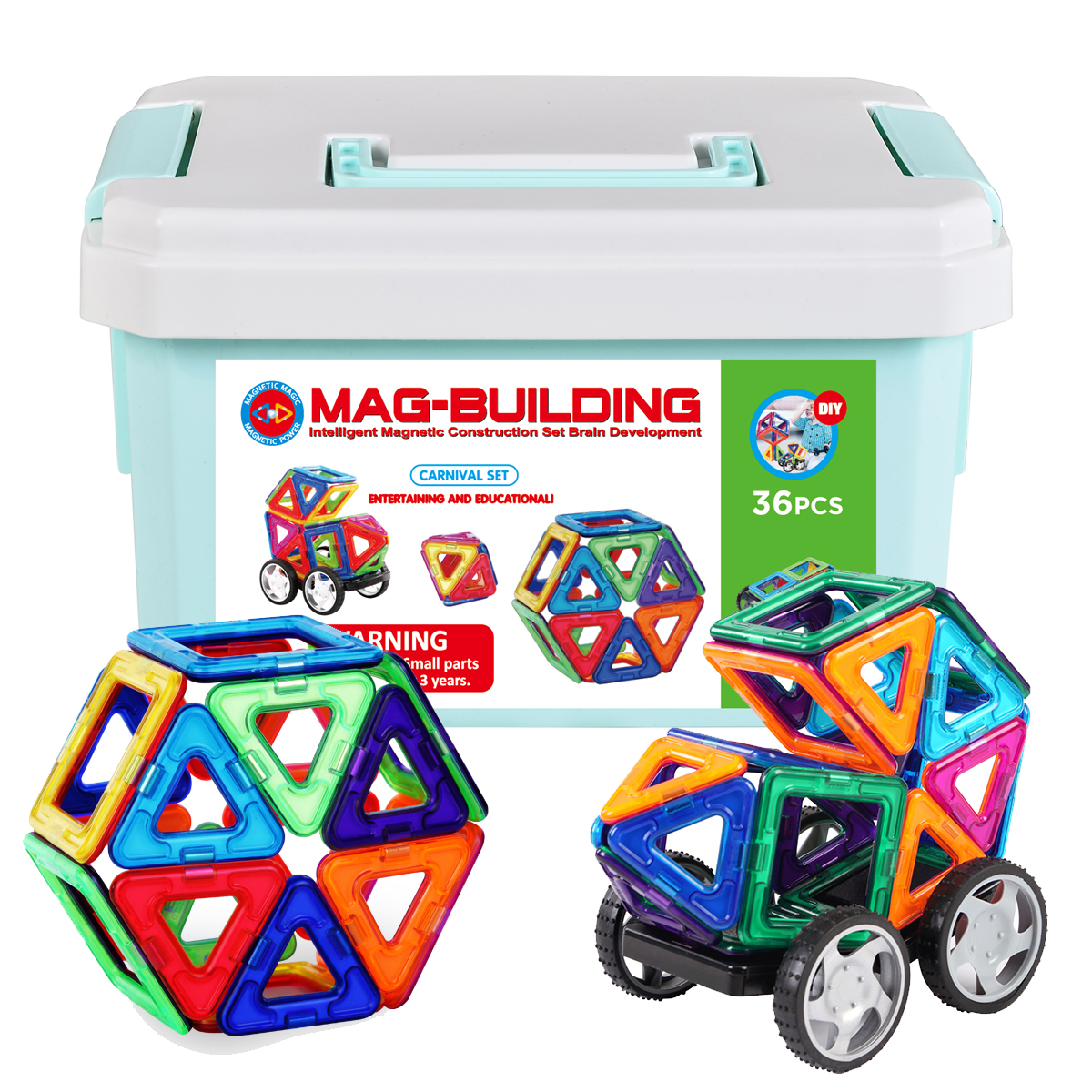 Zunammy Kids' Magnetic Building Blocks Tile Set (36 pcs)