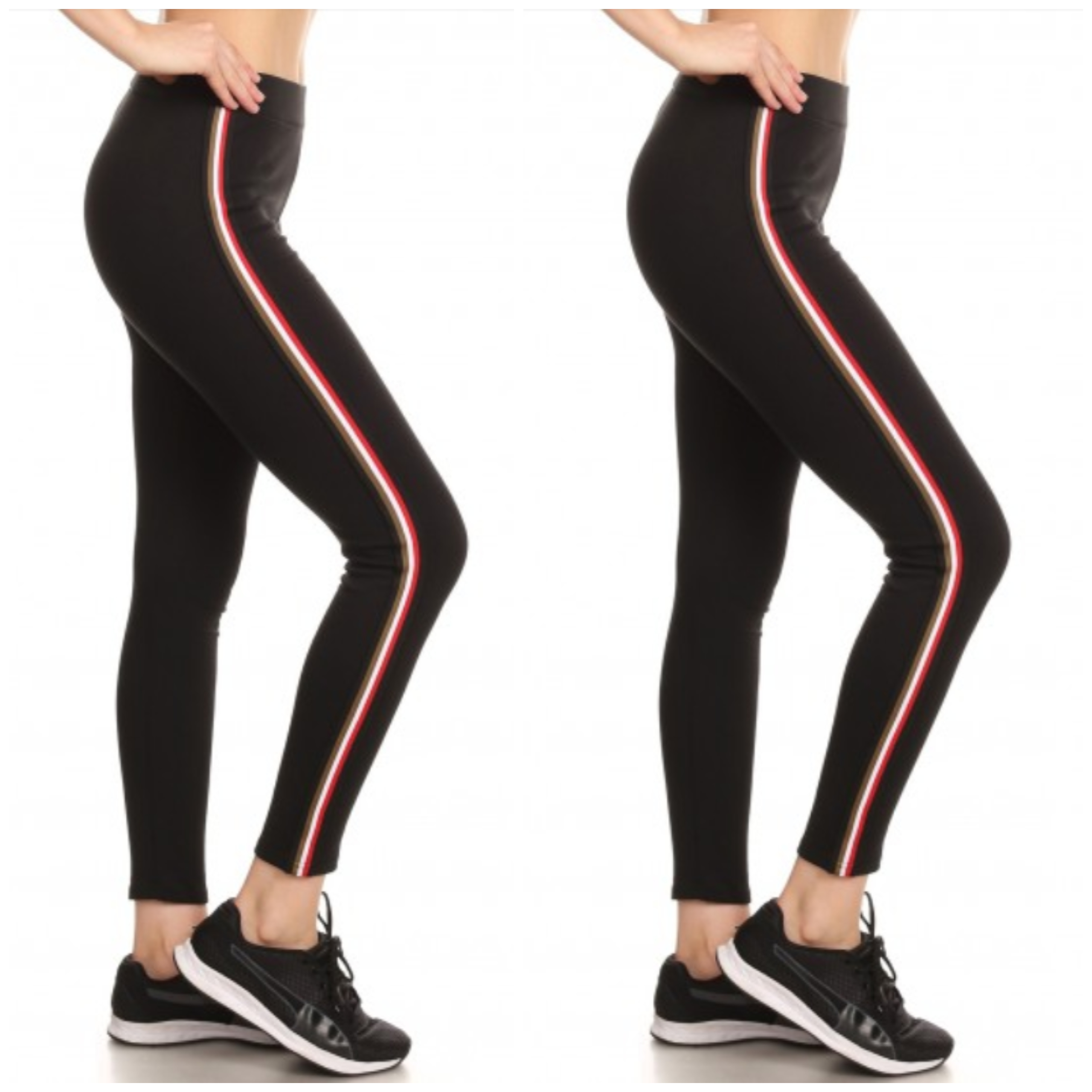 2-Pack Women's Cotton Blend Side Stripe Leggings