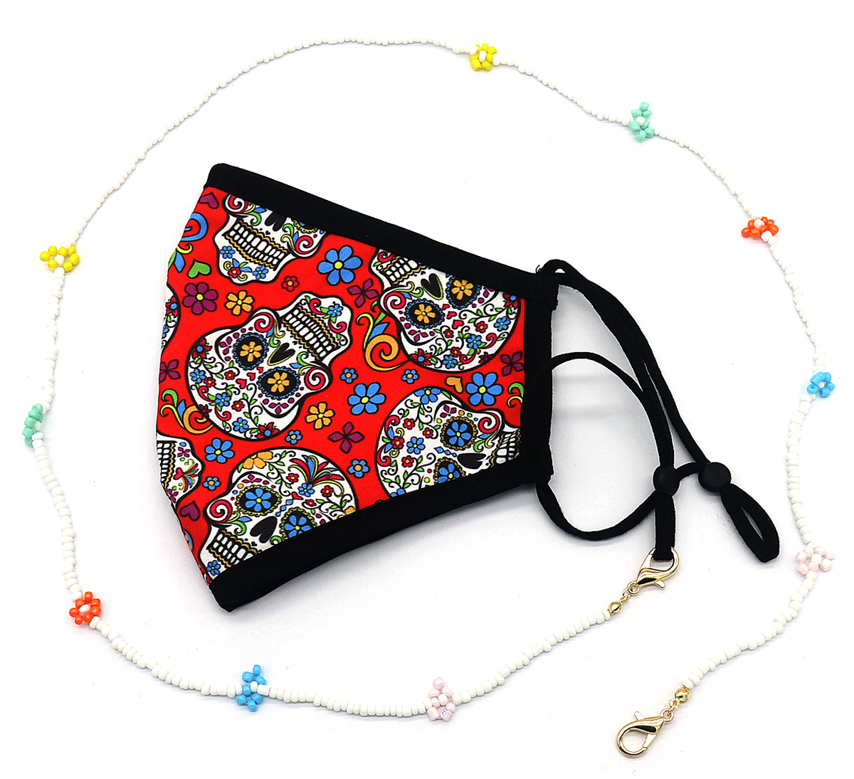 Beaded and Flower Chain Mask Holder