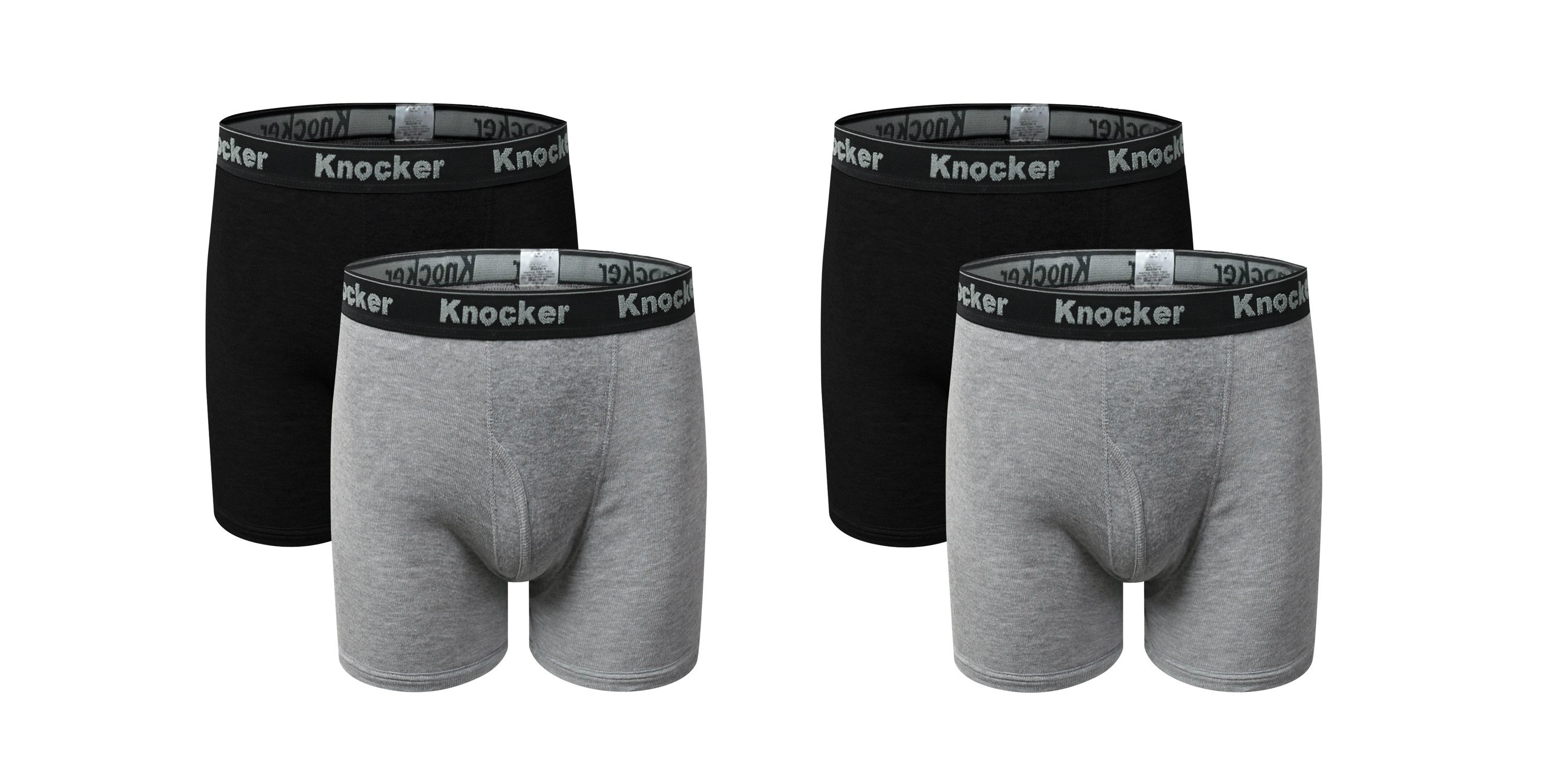 4 Pack Knocker Men's 100% Cotton Boxer Briefs (S-3X)