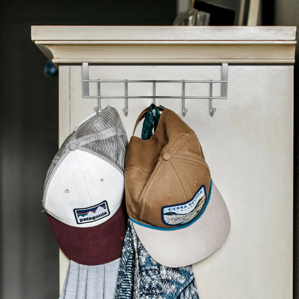 Stainless Steel 5-Hook Over-the-Door Rack