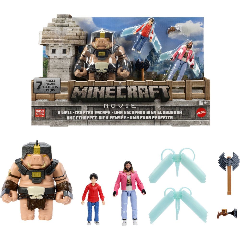 Mattel Minecraft Story Set with 3 Action Figures & 4 Accessories