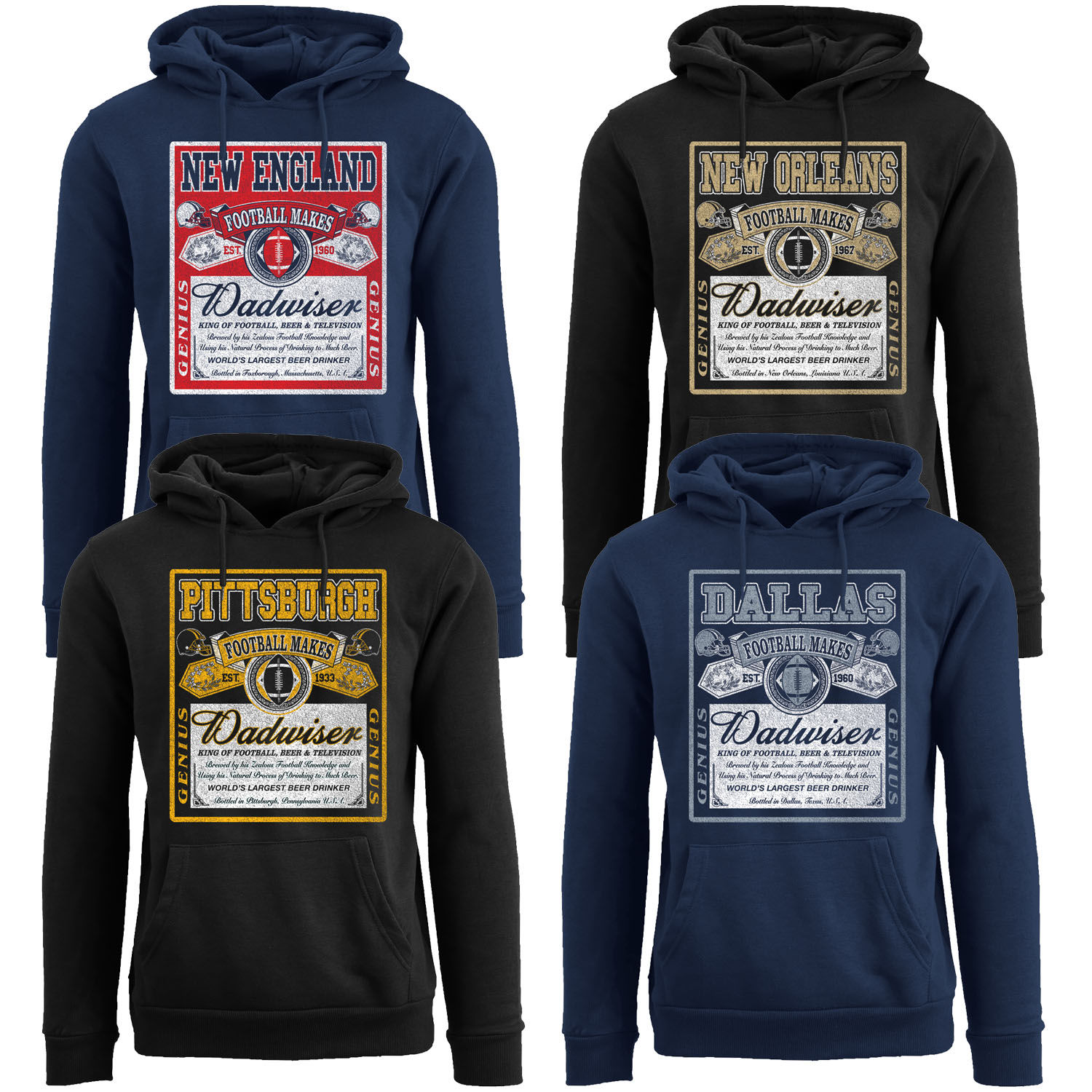 Men's Perfect Gift for Dad Dadwiser Football Pull Over Hoodie