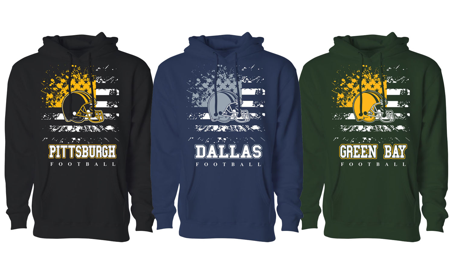 Men Star Spangled Football Pullover Hoodie