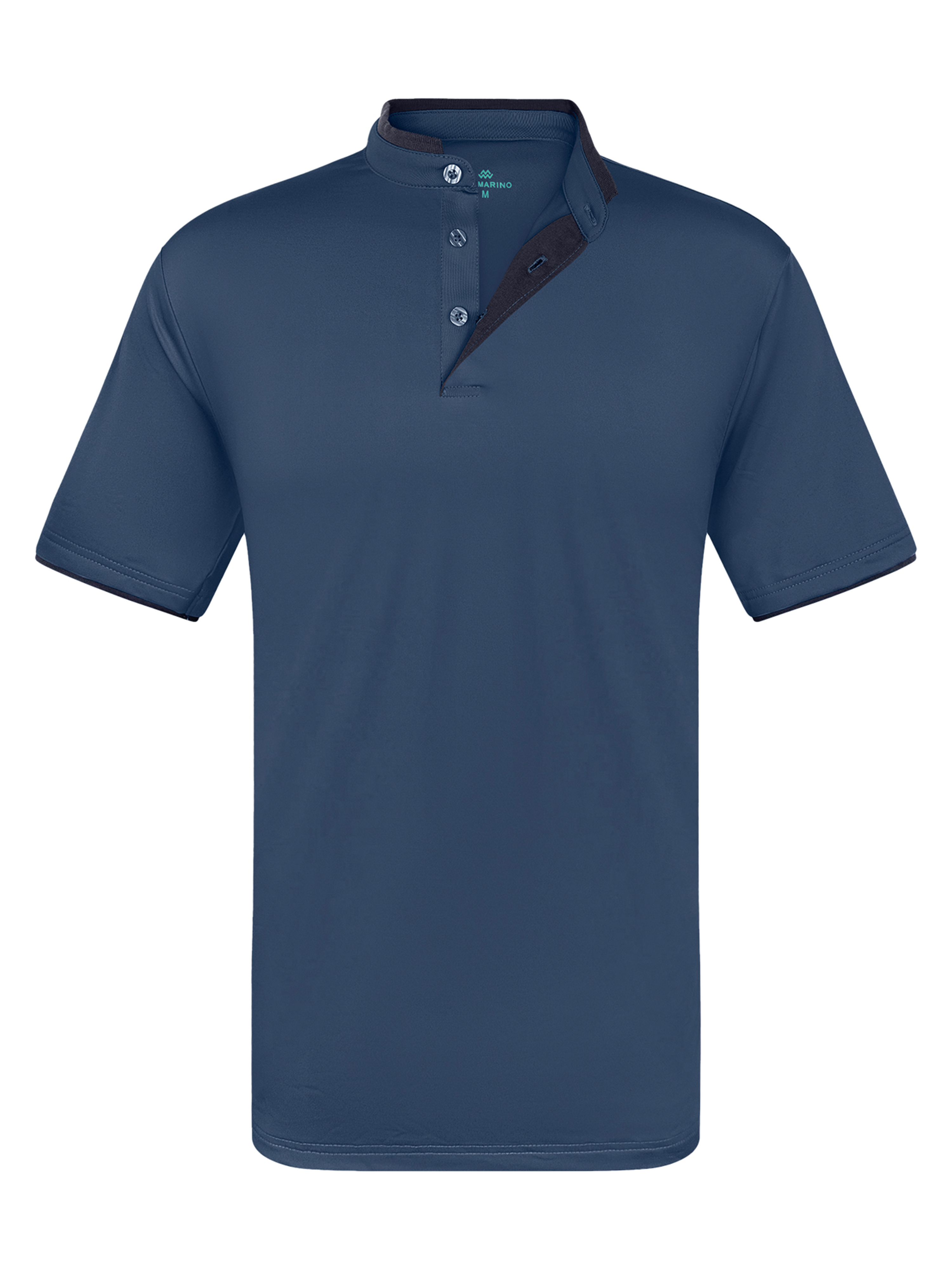 Men's Henley Polo Shirt with Contrast-Trim