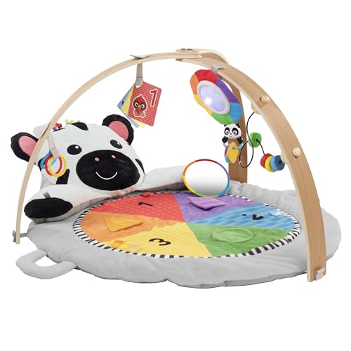 Baby Einstein Zen's Activity Milestones Plush Gym, Wooden Bar - White