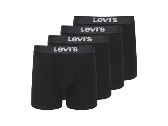 LEVI'S MEN'S 4-PACK COTTON BOXER BRIEF SIZE: MEN M - BLACK