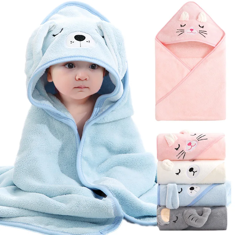 Cartoon Animal Baby Bath Towels Soft Newborn Hooded Towel Blanket Toddler Bathrobe Warm Sleeping Swaddle Wrap