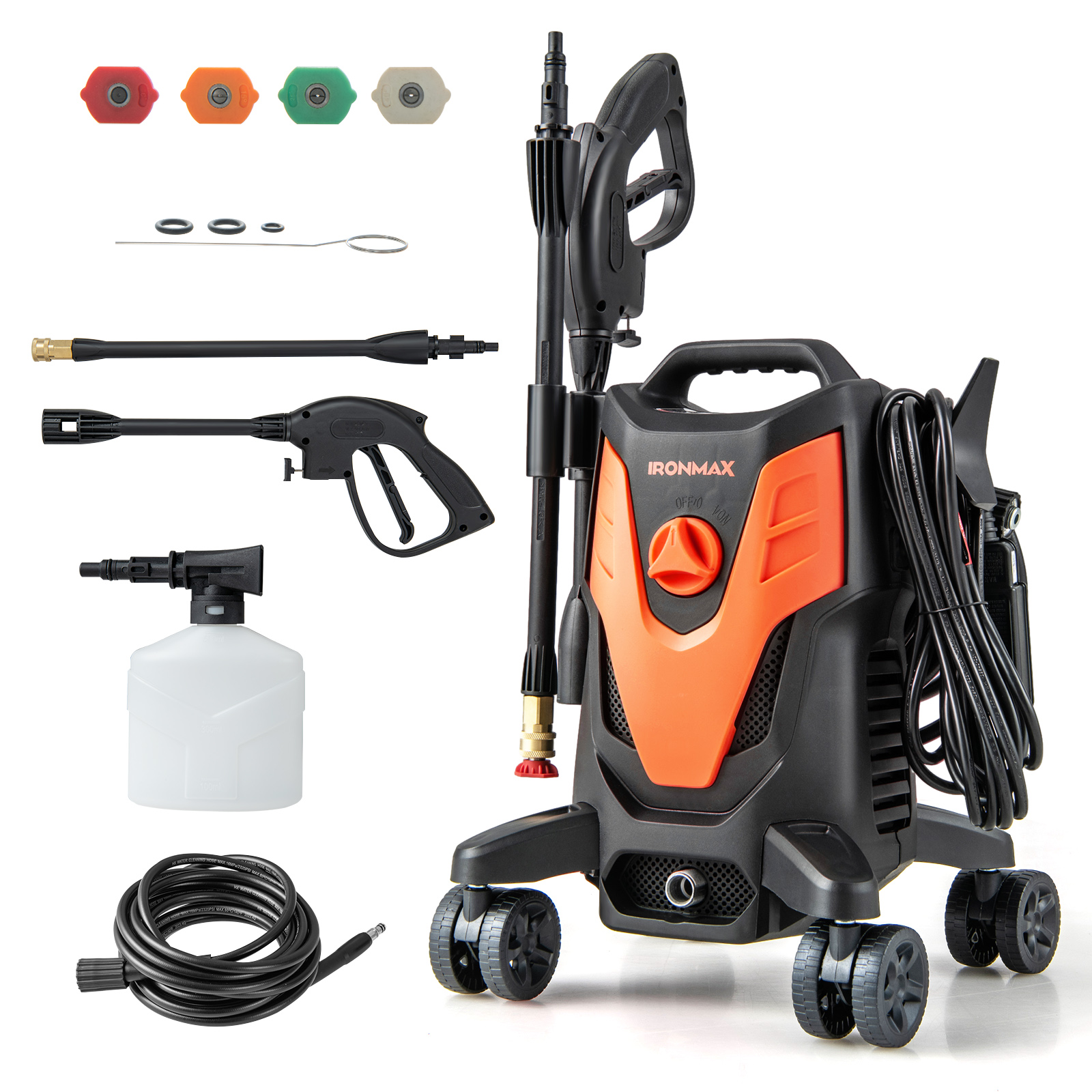Ironmax 2400 PSI High Pressure Cleaner Machine Electric Pressure Washer with 4 Wheels - 2 Colors