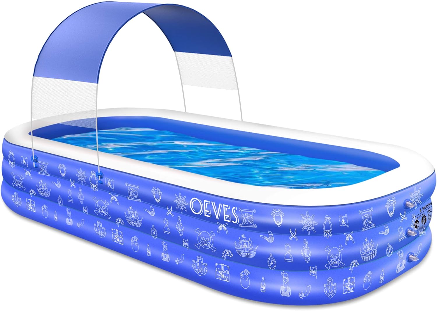 OEVES Inflatable Swimming Pool, Blow up Swim Pools with Canopy FP-OE18 - Blue