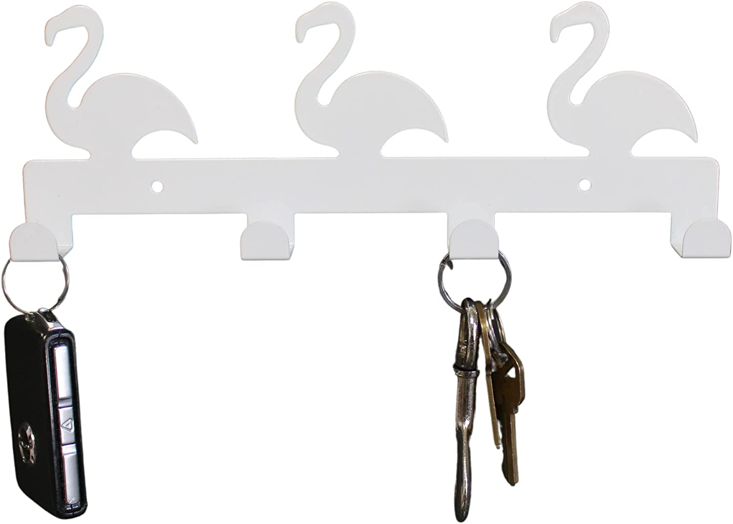 Multi Purpose 4 Hook Key Holder Wall Mount White Swans 9.5" long x 3.25"
