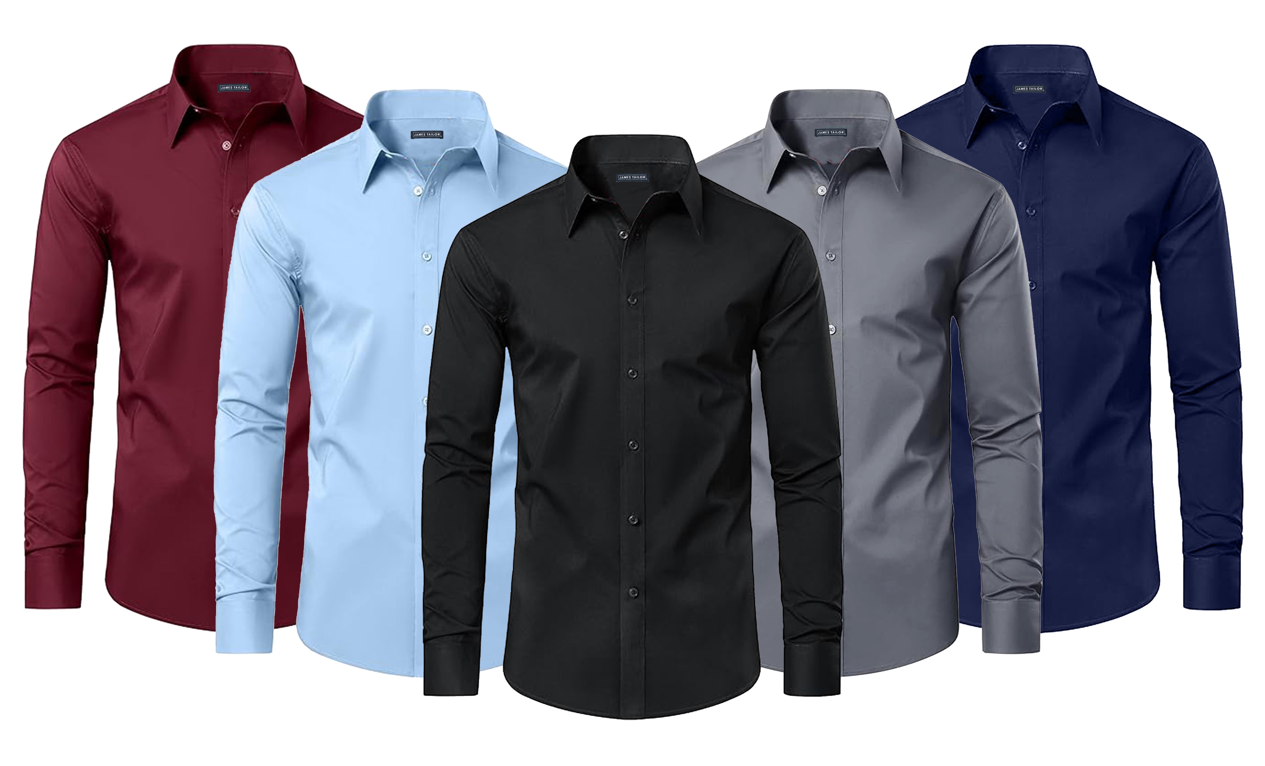 Mens Long Sleeve Slim-Fit Design Dress Shirts (S-3XL)