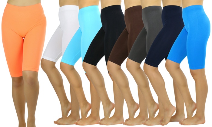 ToBeInStyle Women's Nylon Above Knee-Length Legging Shorts