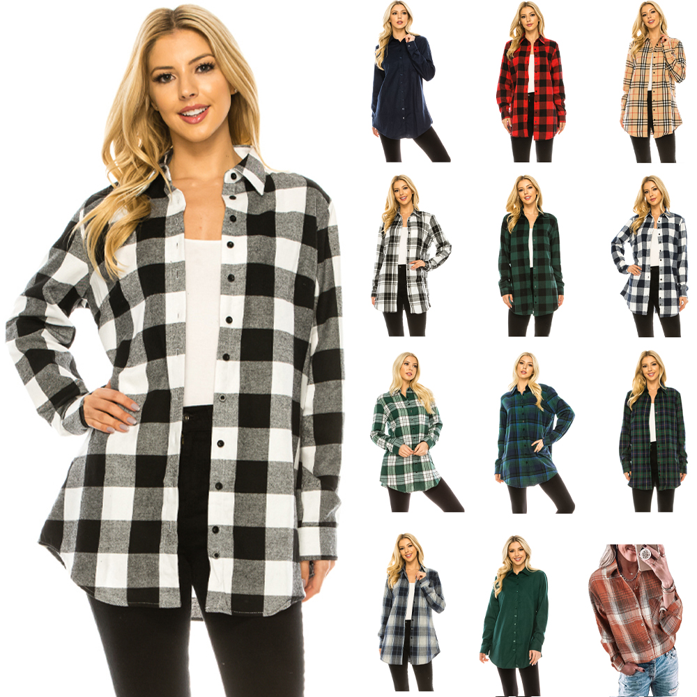 Haute Edition Women's Flannel Button Down (Plus Sizes Available)