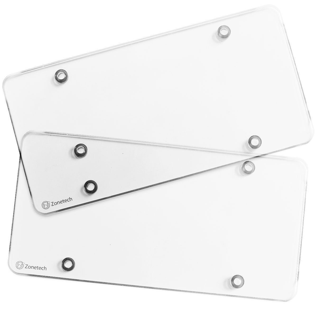 2-Pack Zone Tech Clear Flat License Plate Cover Shield Tinted Plastic Tag