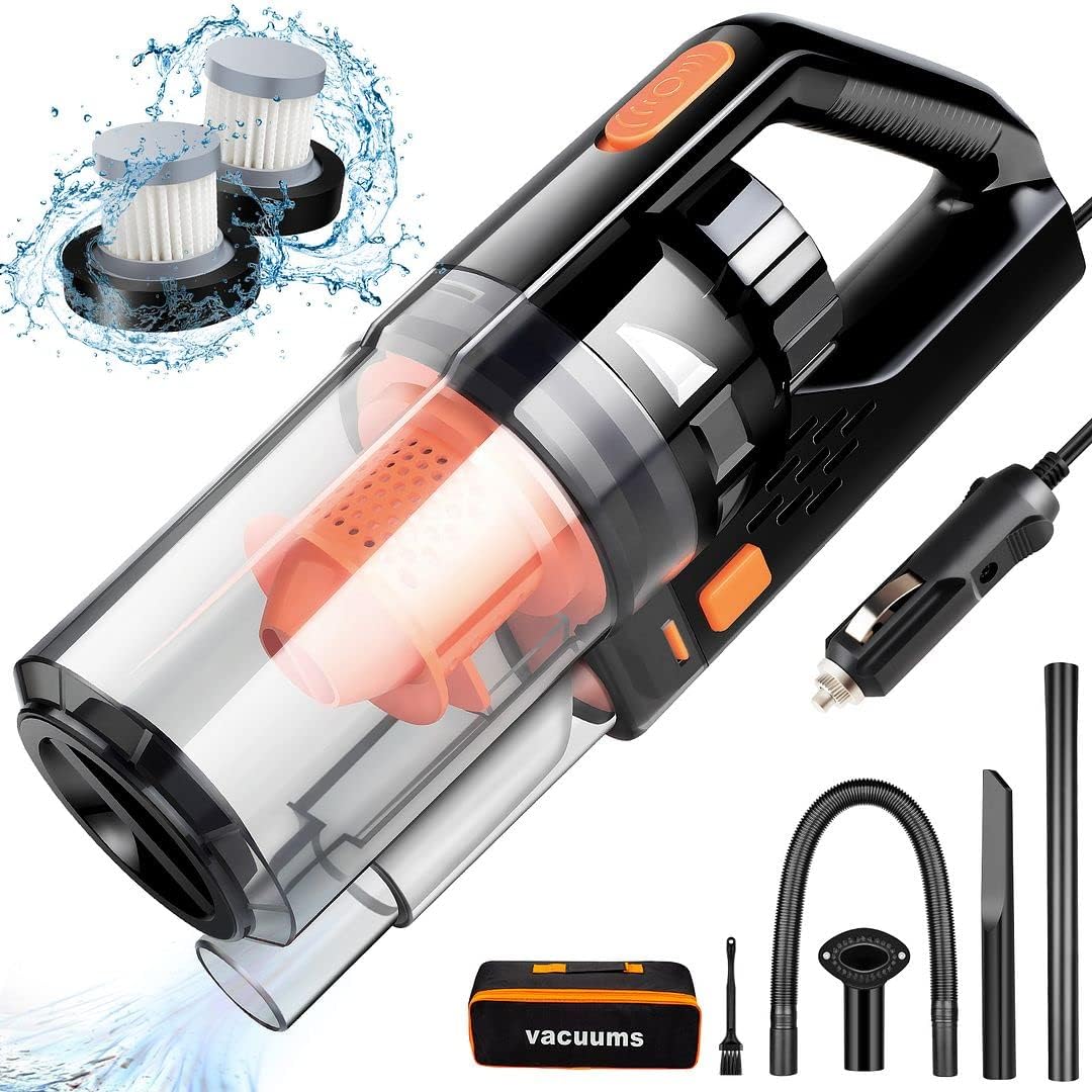 CherylonCar SV-11 Portable Handheld Car Vacuum 150W/7500Pa 16.4FT - Orange/Black