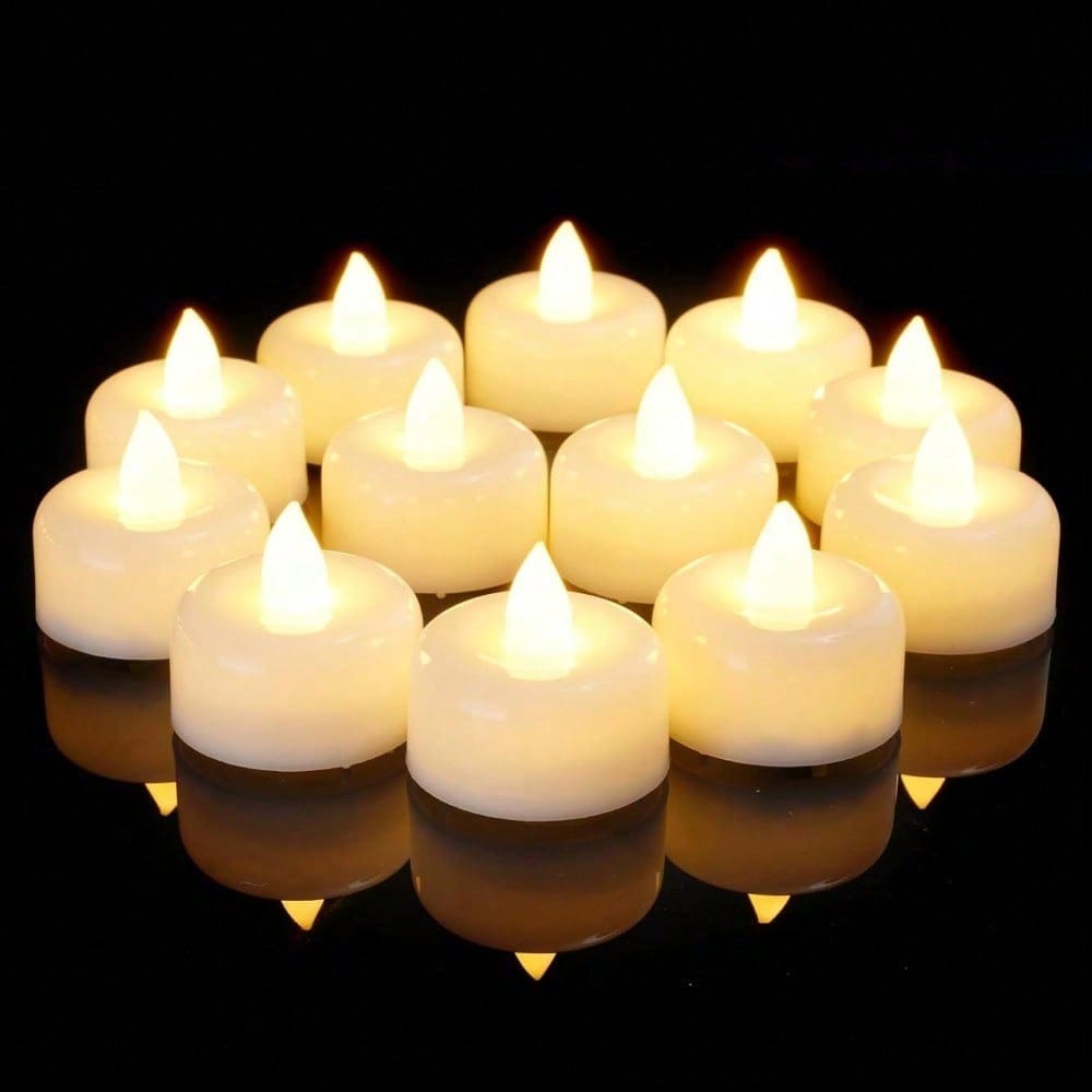 24 Pack LED Candles Operated Flameless Tealight Candles for Halloween Wedding Holiday Party Home Decoration