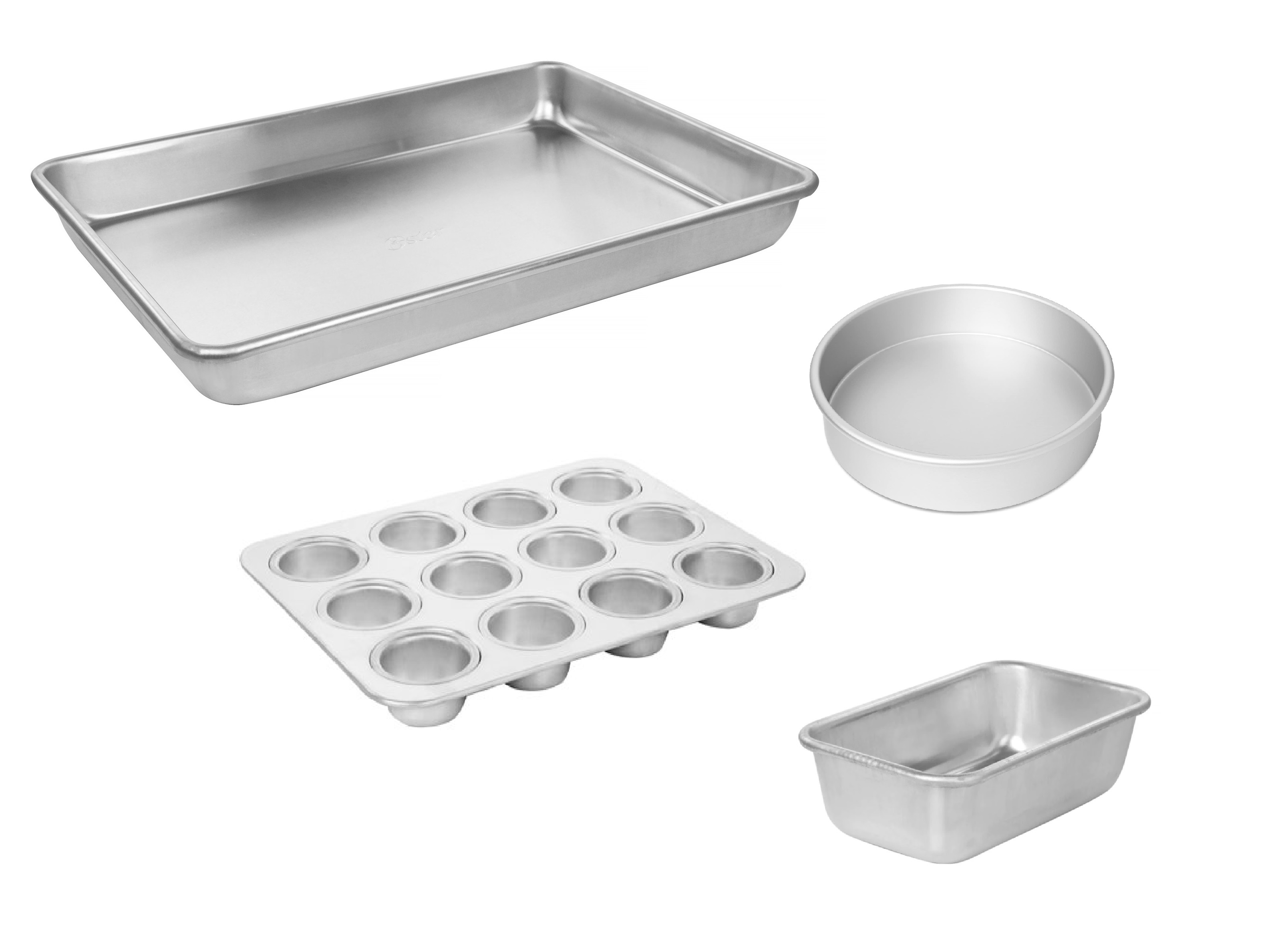 4-Piece High-Quality Aluminum Bakeware Set Durable Tray Cake Muffin Loaf Set