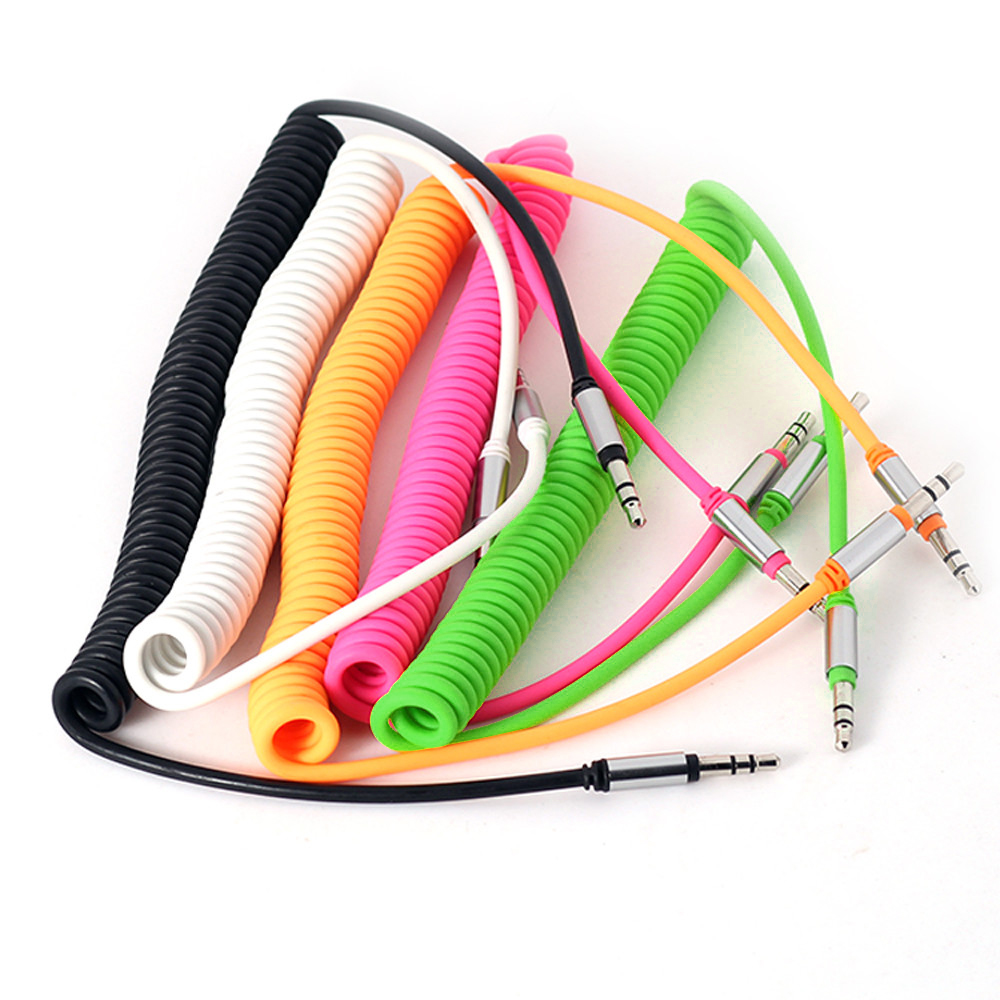 3.5 mm Coiled Stereo Auxiliary Audio Cable Male To Male 3.5 mm Coiled Stereo Auxiliary Audio Cable Male To Male