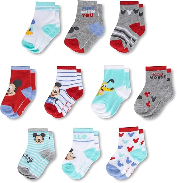 10-Pack Girls & Boys Minnie, Mickey Mouse, Baby Shark, Justice League Infant Sock
