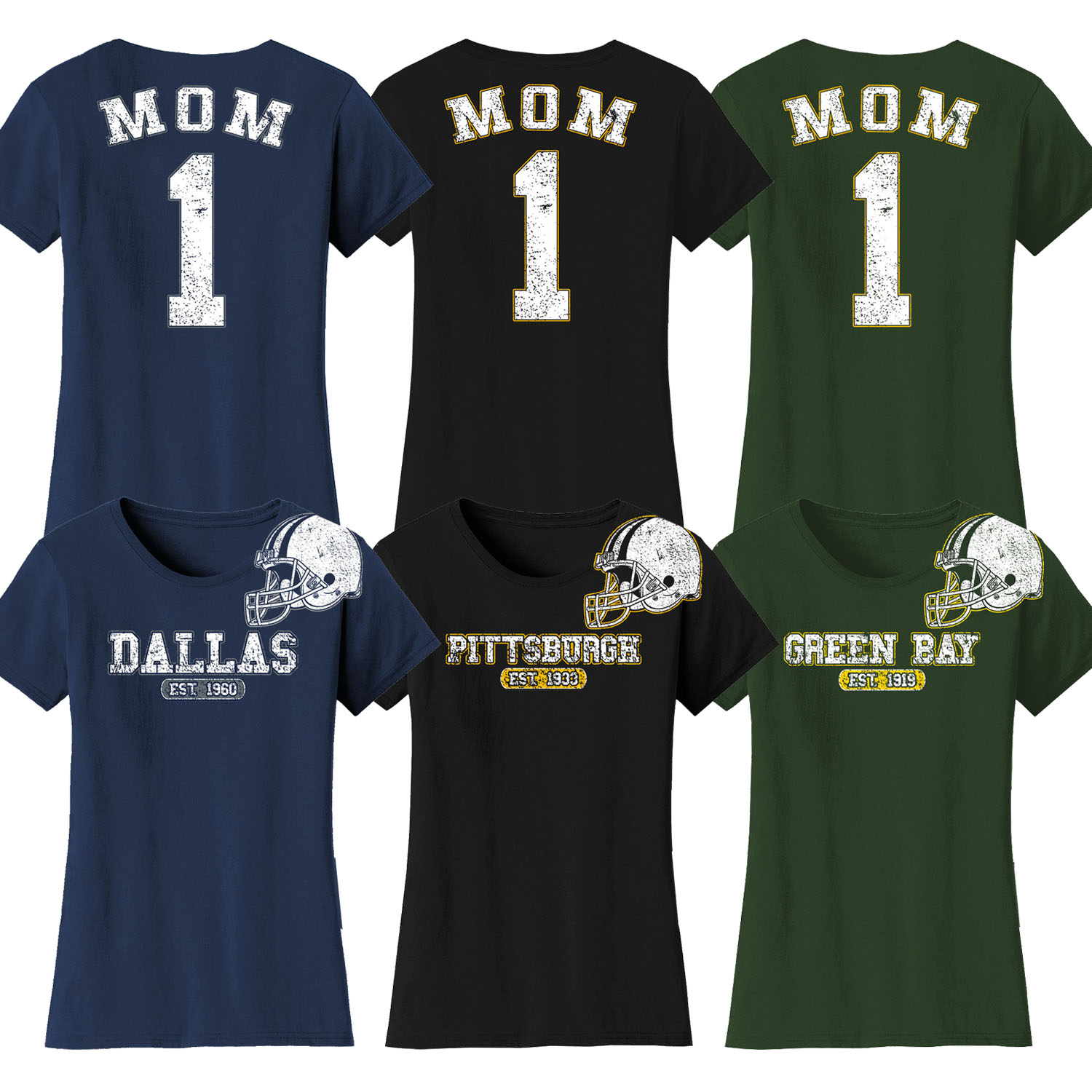 Women's Mom #1 Awesome Football Helmet T-Shirts