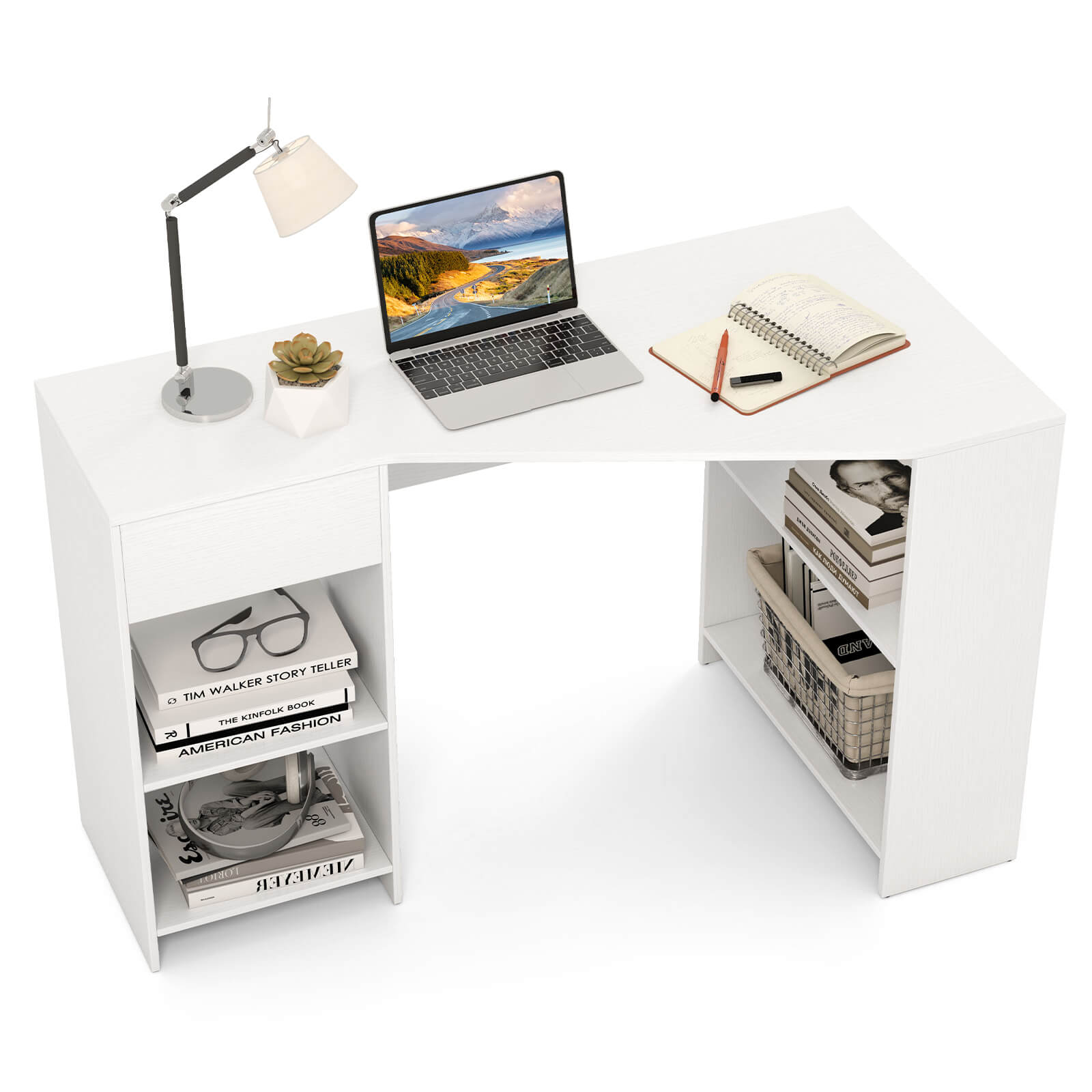 L Shaped Computer Desk with Drawer & Storage