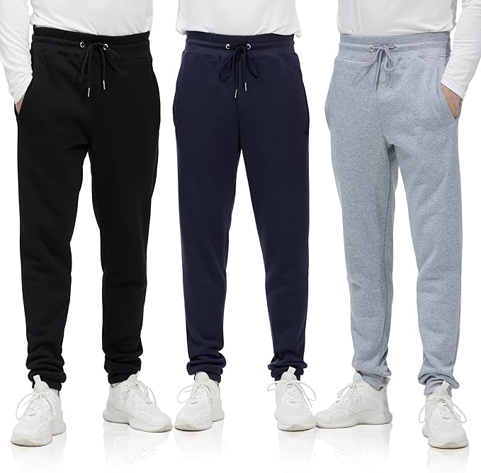 3-Pack Men's French Terry Joggers with Pockets (M-3XL)