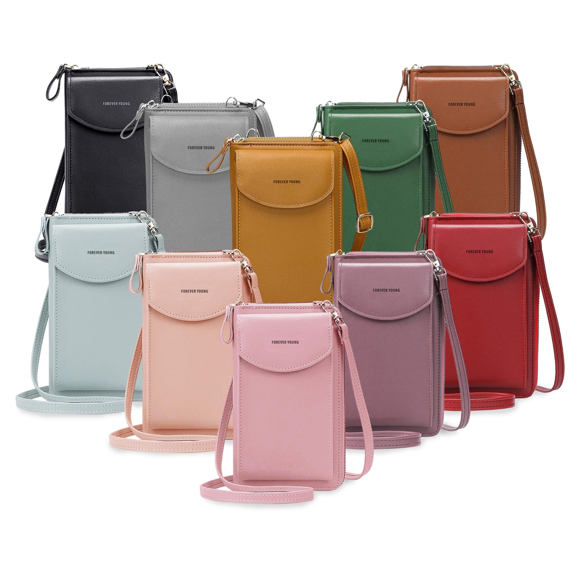 Small Crossbody Handbag with Zipper Pockets - 10 Colors